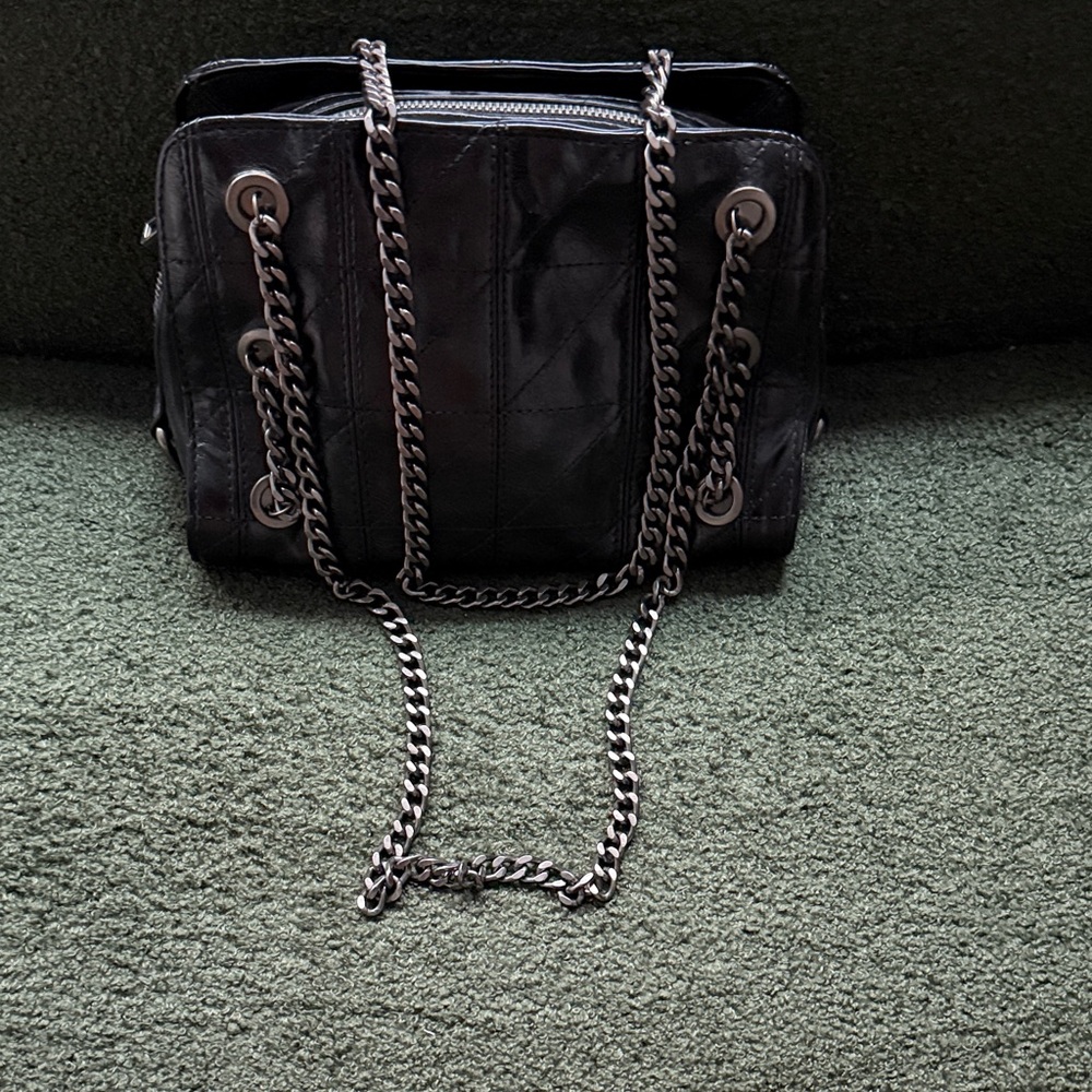 Zara Black Satchel with Chain Detail